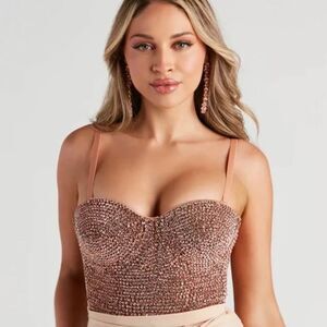 Windsor Sparkle and Shine Rhinestone Bustier Embellished Strapless Top